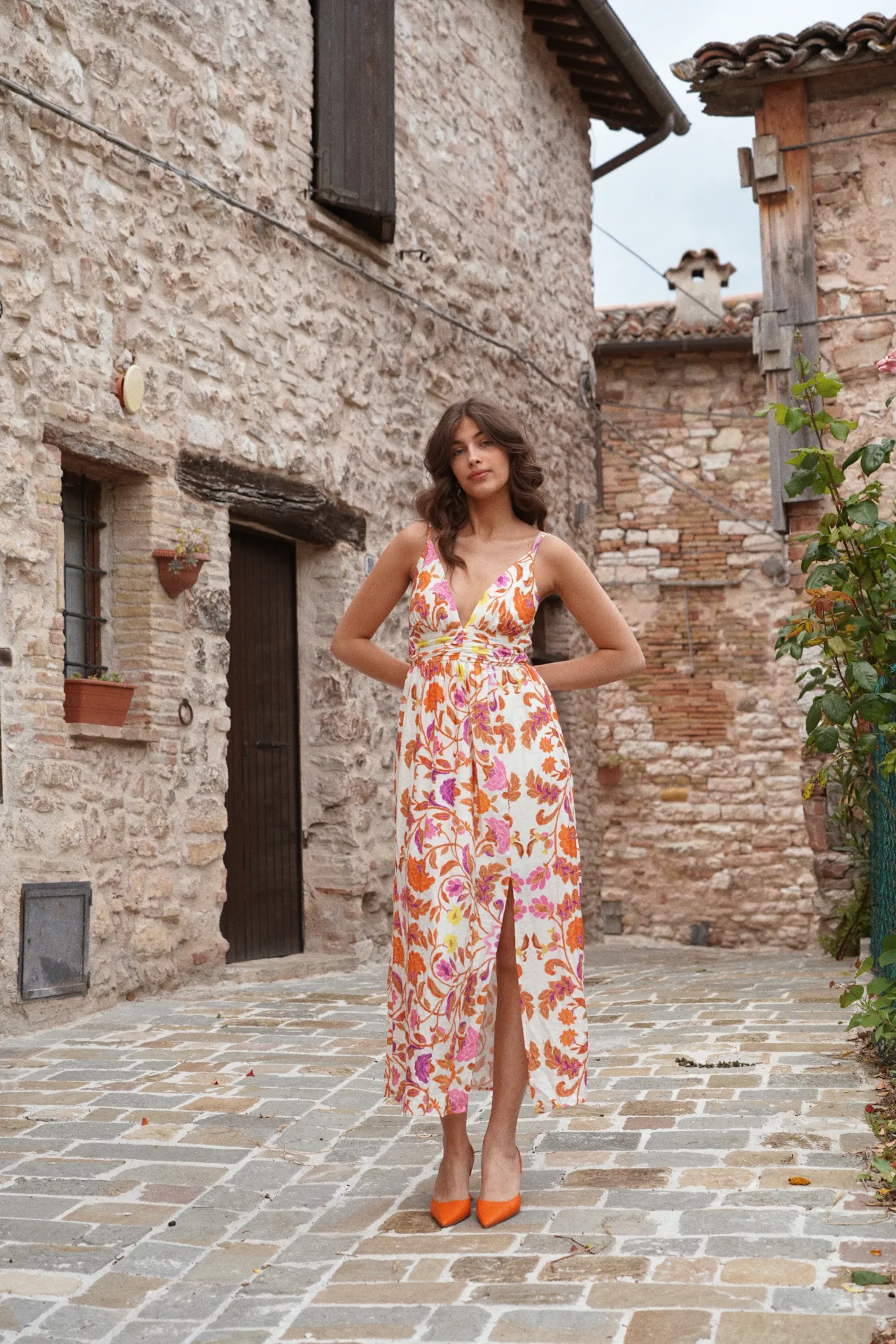 FRAGOLA ROSE- Robe longue imprimée (S/M)