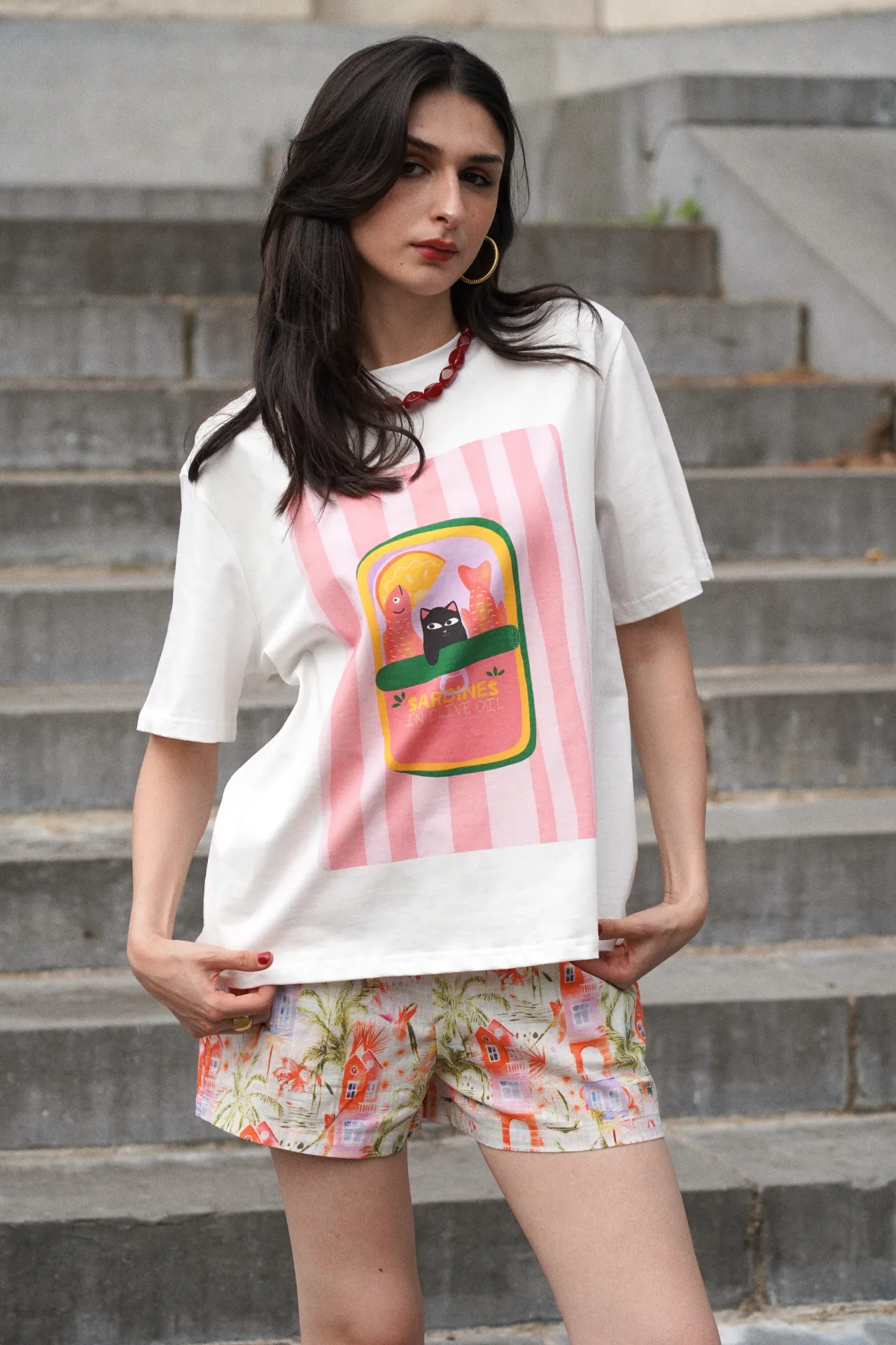 CATFISH BLANC - T-shirt imprimé