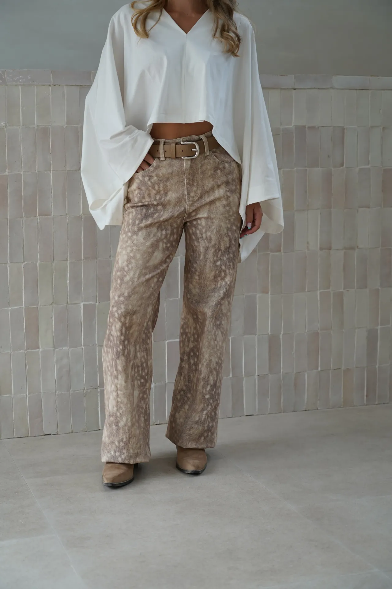 BAMBI BEIGE - Jeans imprimé
