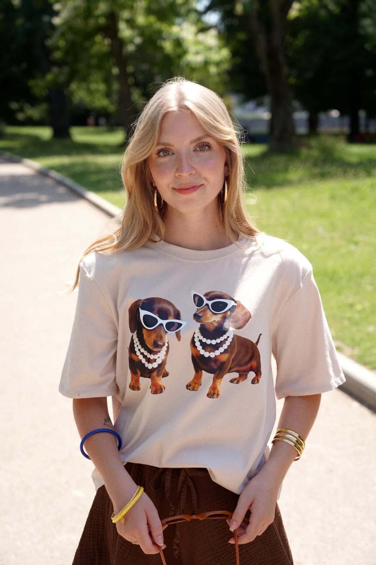 DOGS BEIGE - T-shirt avec teckel