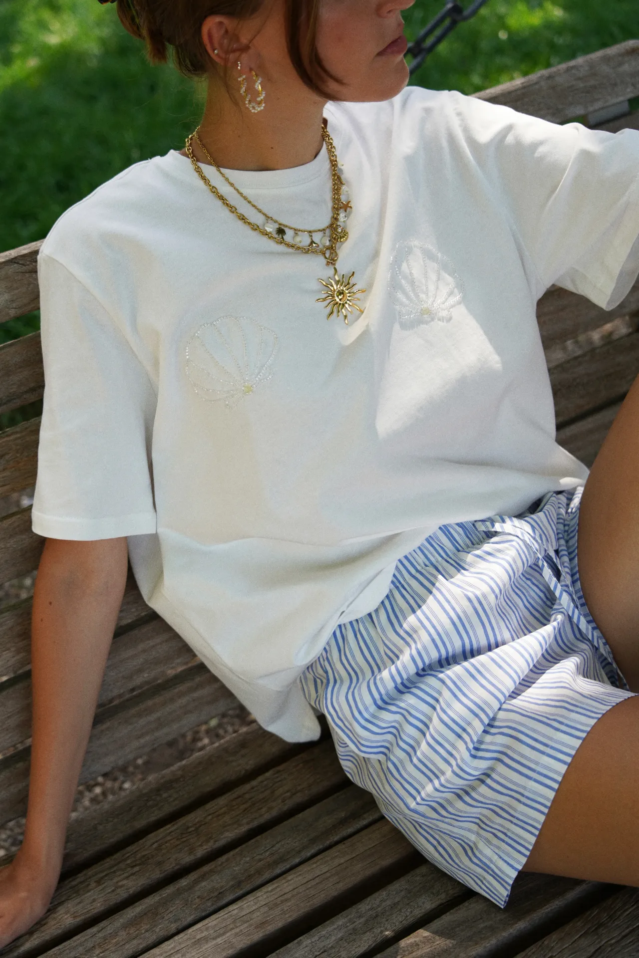 COQUILLAGE BLANC - T-shirt avec perles