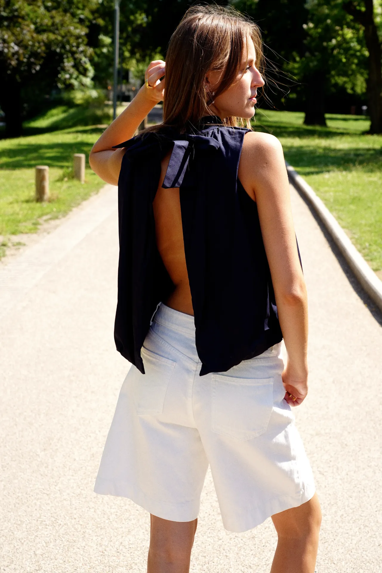 ANNAE BLEU MARINE - Blouse dos nu