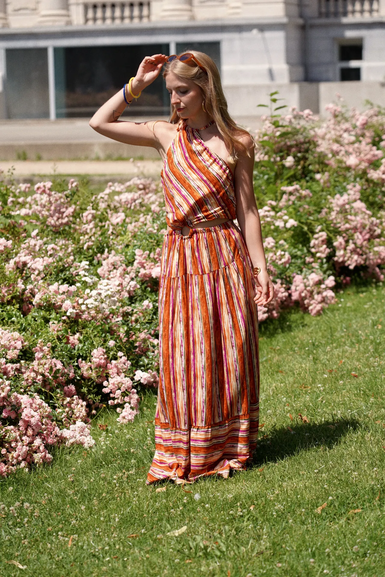 ENNIO ORANGE - Robe longue asymétrique (S)
