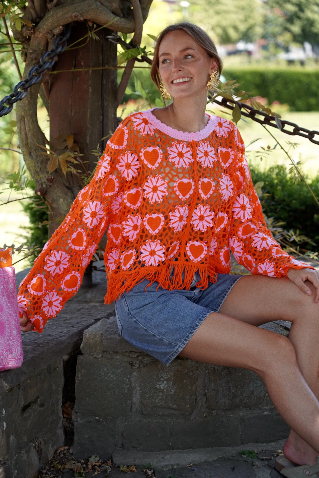 RICO ORANGE - Pull en crochet