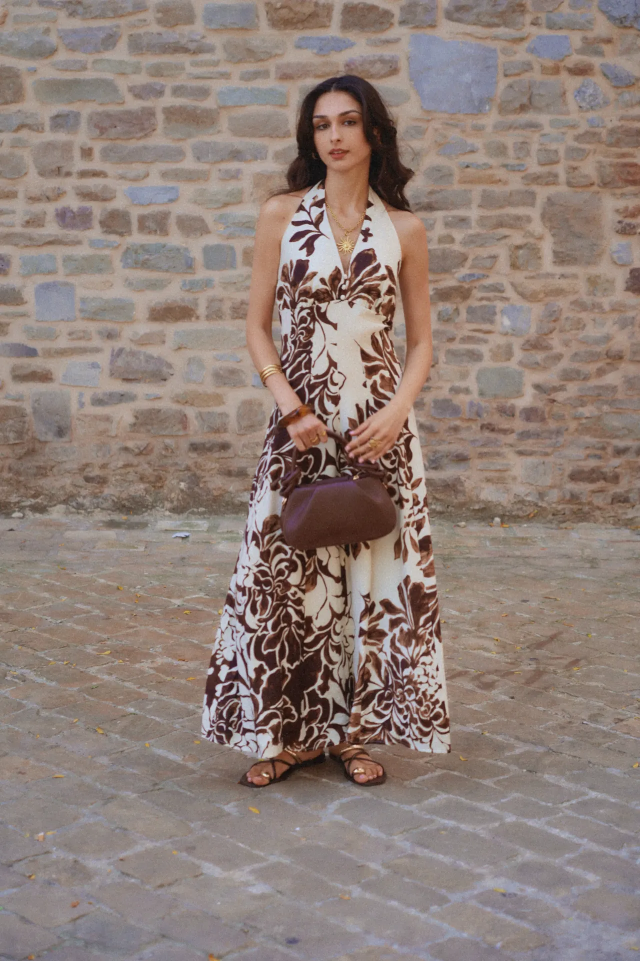 FIORETTA BRUN - Robe longue imprimée