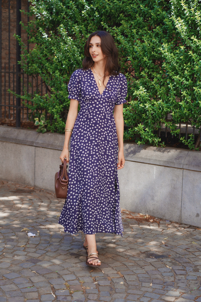 VALERIANA MARINE - Robe longue imprimée (S)