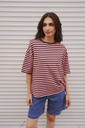 EZRA BRUN/ROSE - T-shirt à rayures