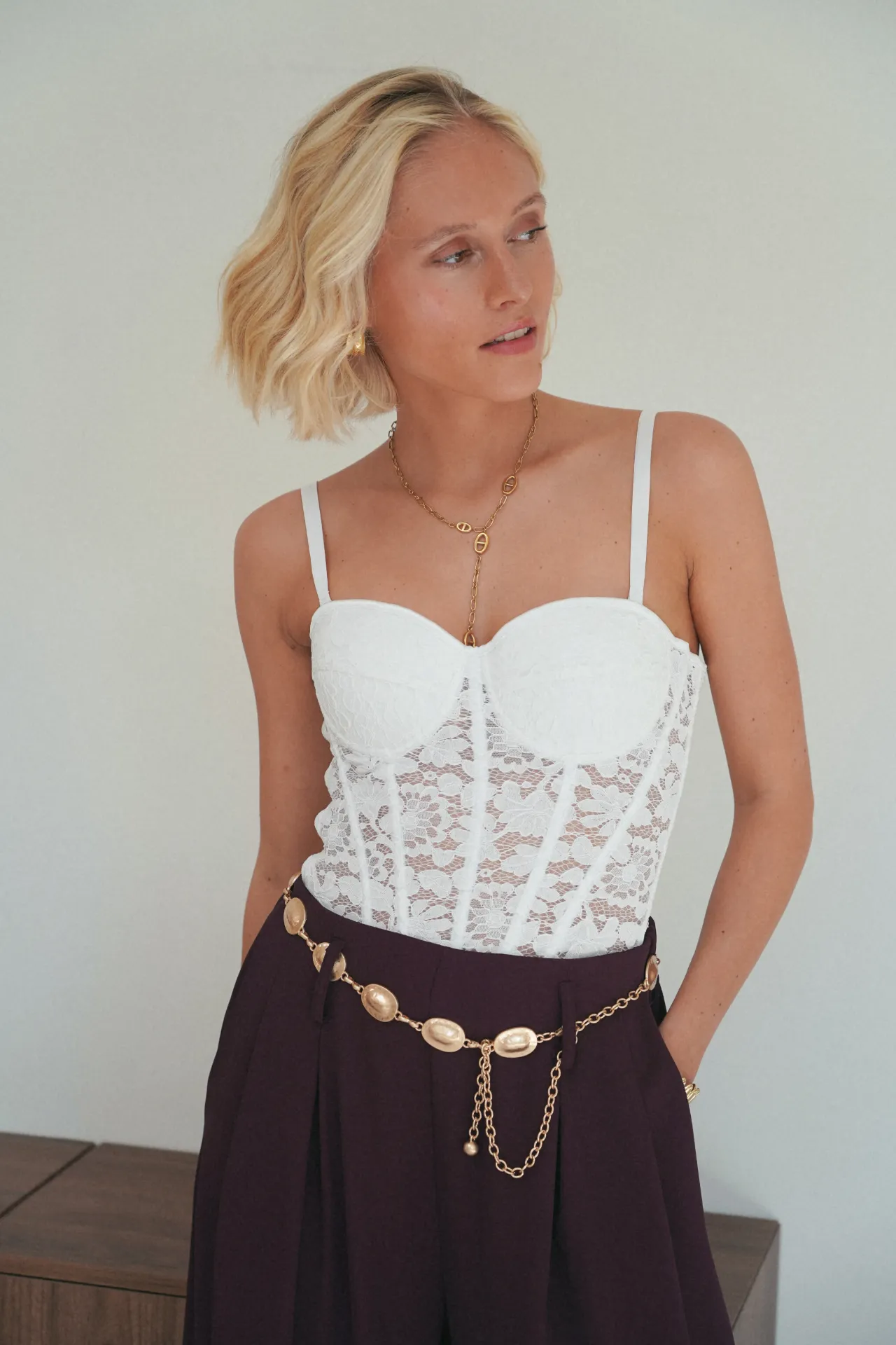 NERIE BLANC - Corset en dentelle