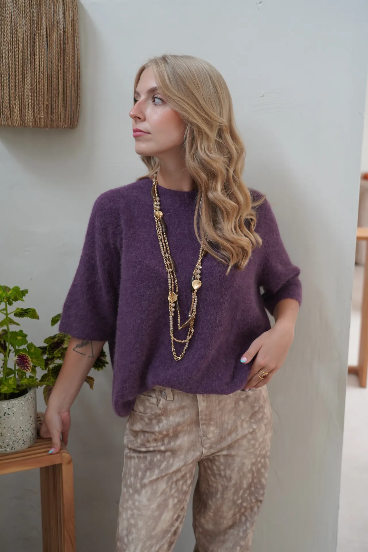 BERTILLE MAUVE - Pull à manches courtes