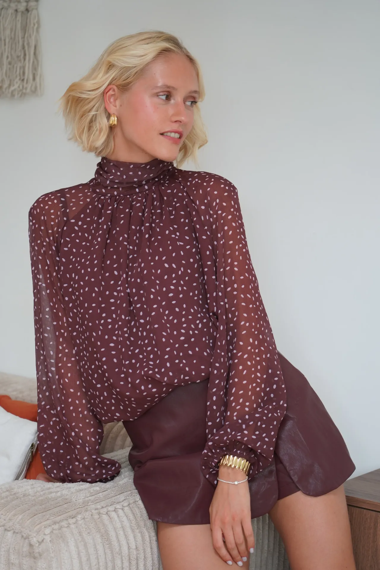 CELESTE PRUNE - Blouse à pois