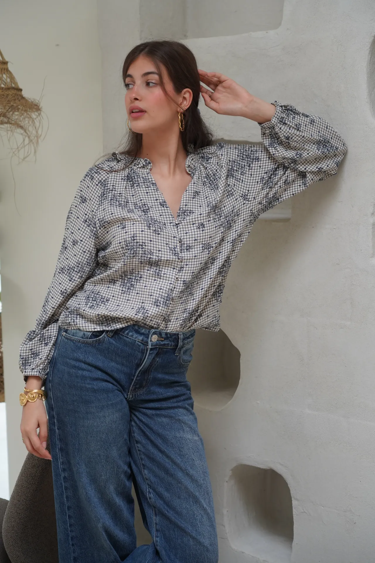 CORDELIA BLEU - Blouse à carreaux (S/M)