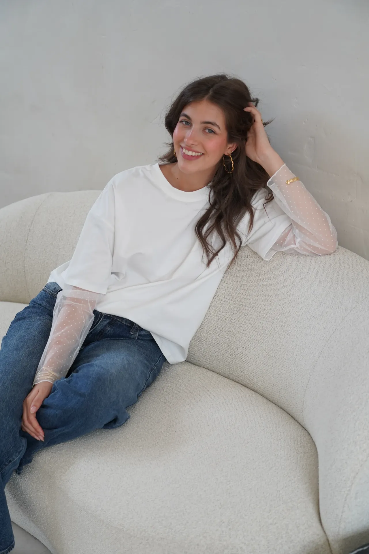 MAE BLANC - T-shirt avec manches plumetis