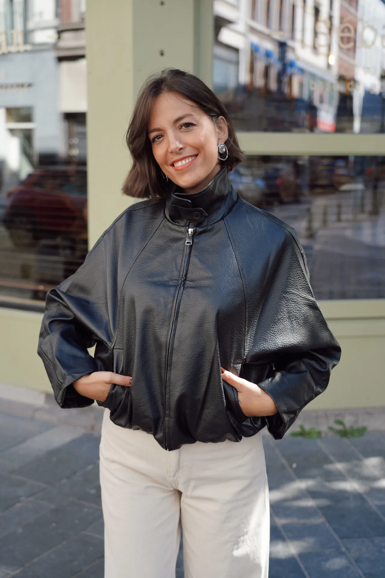JAMES NOIR - Veste similicuir