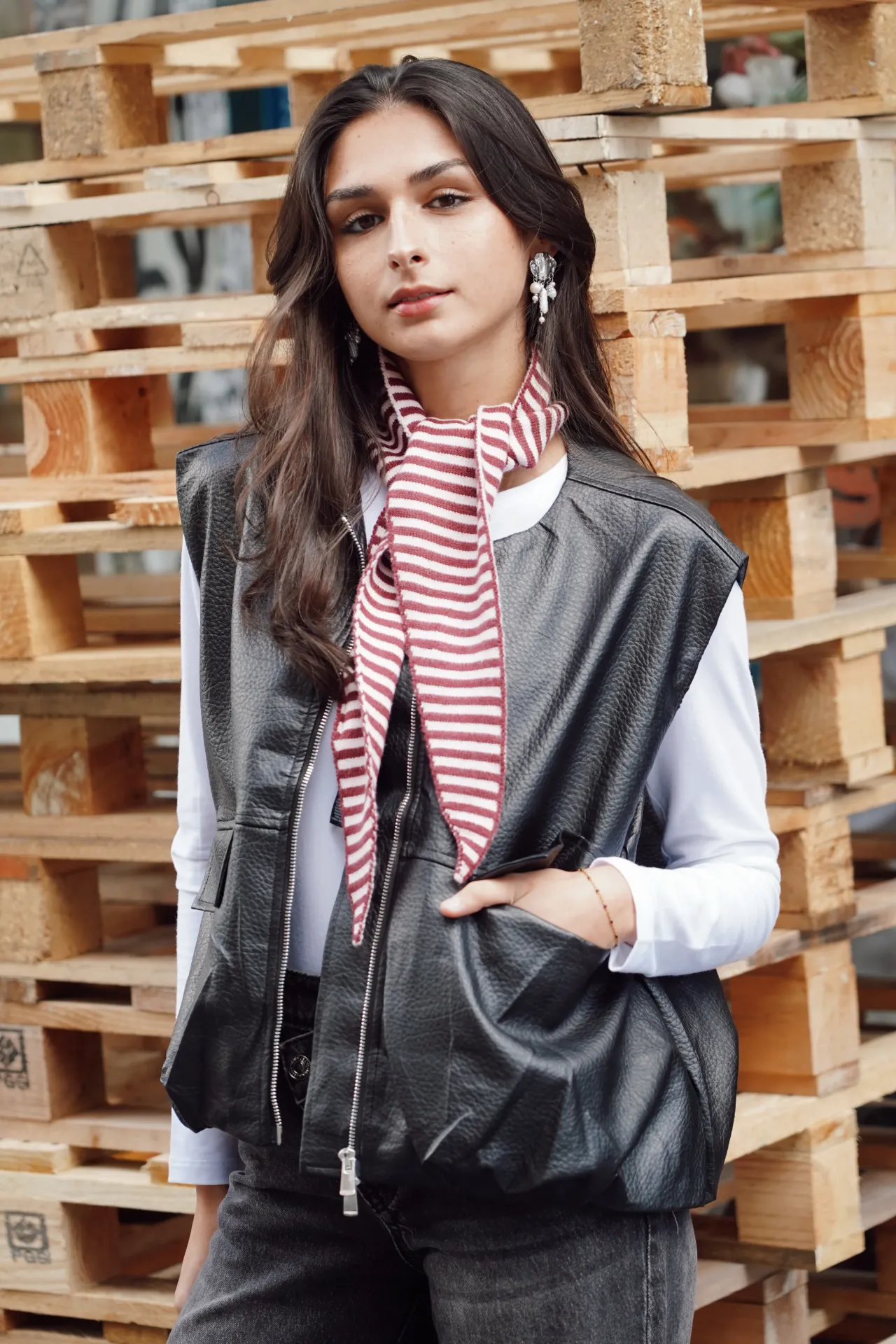 CRUZ NOIR - Veste sans manches similicuir