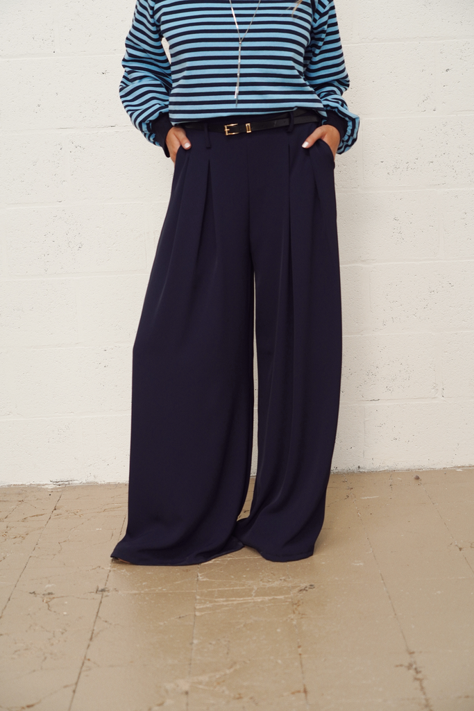 JESSIE BLEU MARINE - Pantalon large