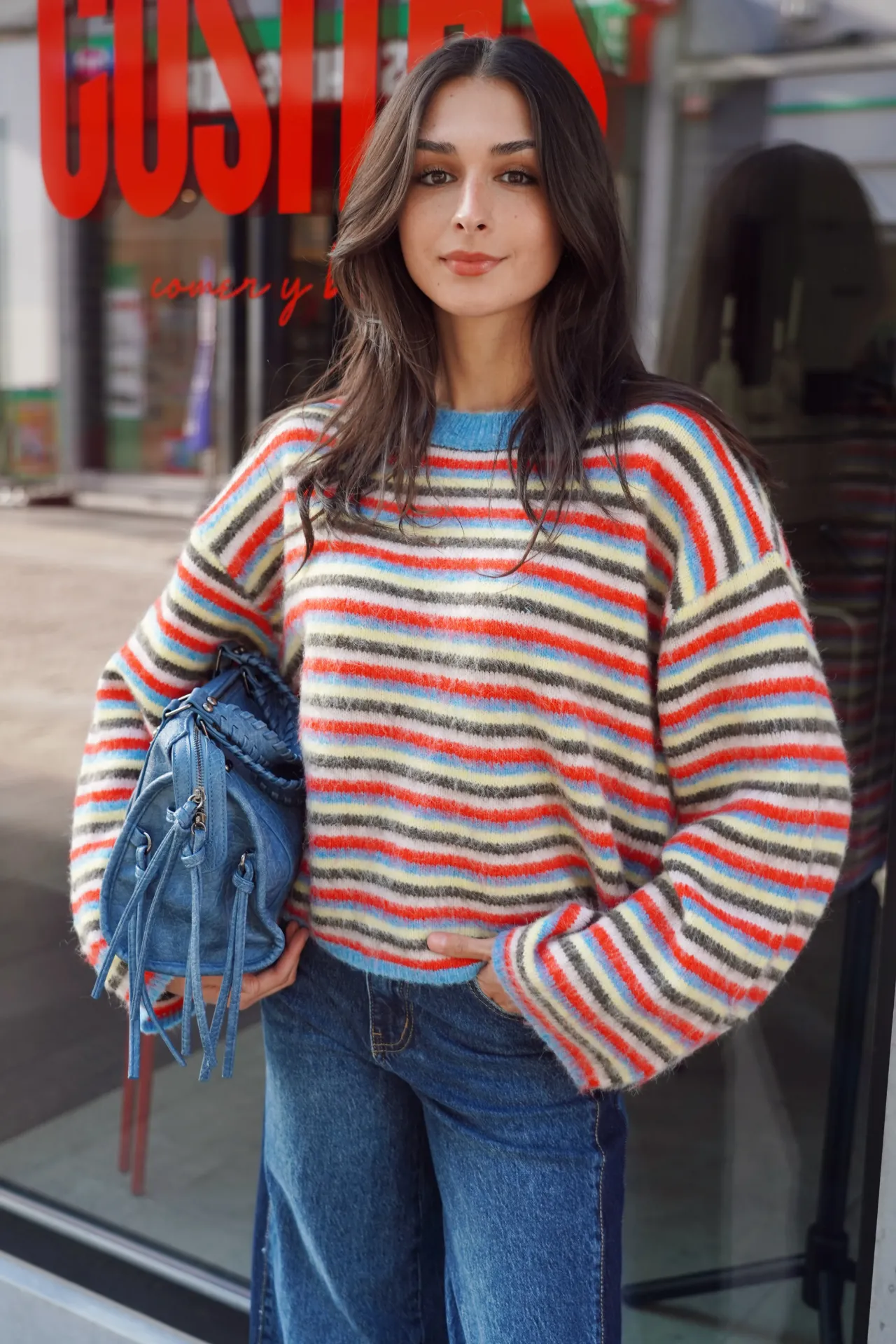 ADA BLEU/ROUGE - Pull à rayures (XS)