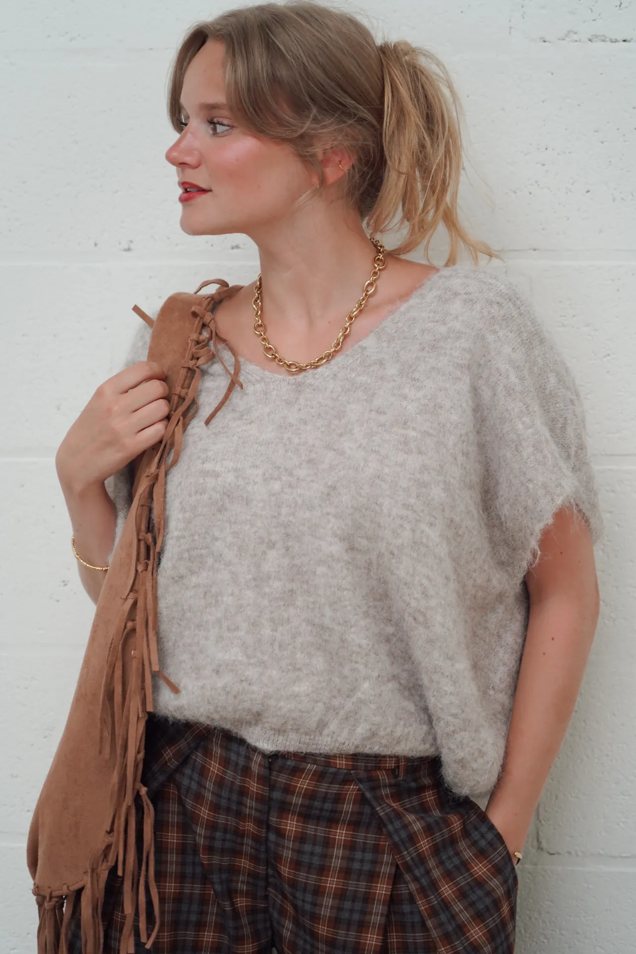 ALLIE BEIGE - Pull sans manches