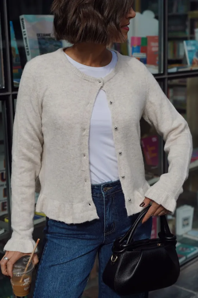 AMOS BEIGE - Cardigan à boutons