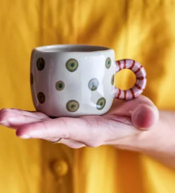 Mini tasse à pois (beige/kaki)