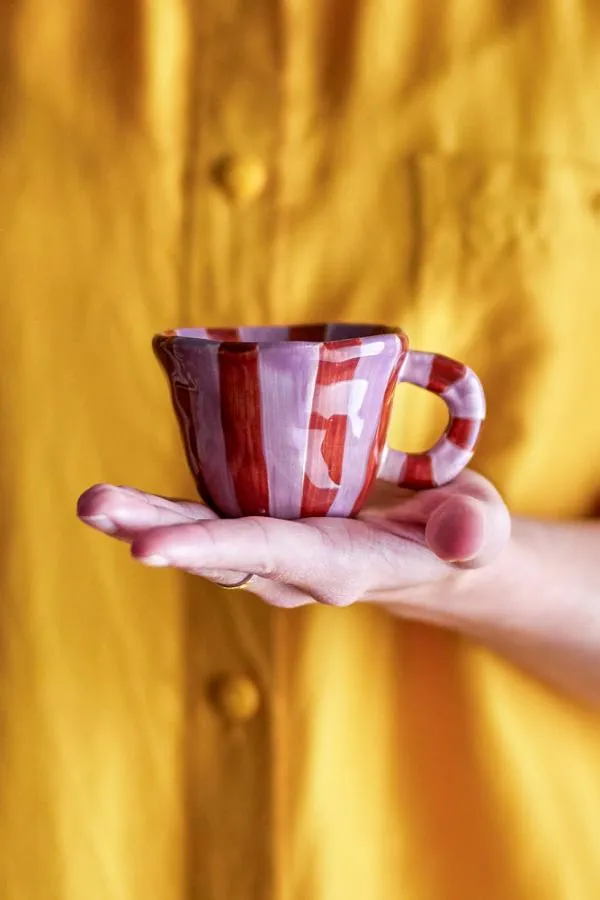 Mini tasse à rayures (rose/brun)