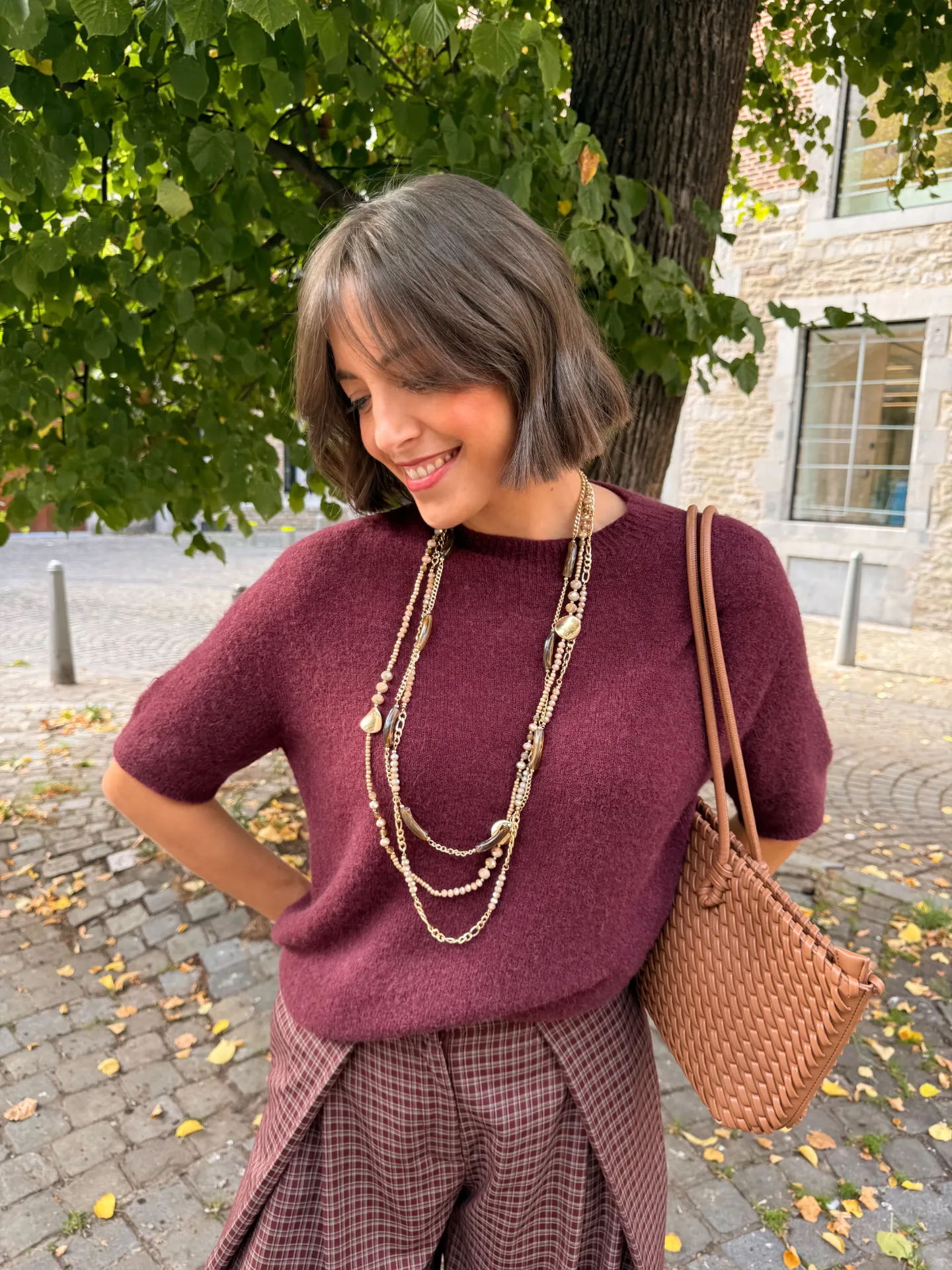 BERTILLE BORDEAUX - Pull à manches courtes