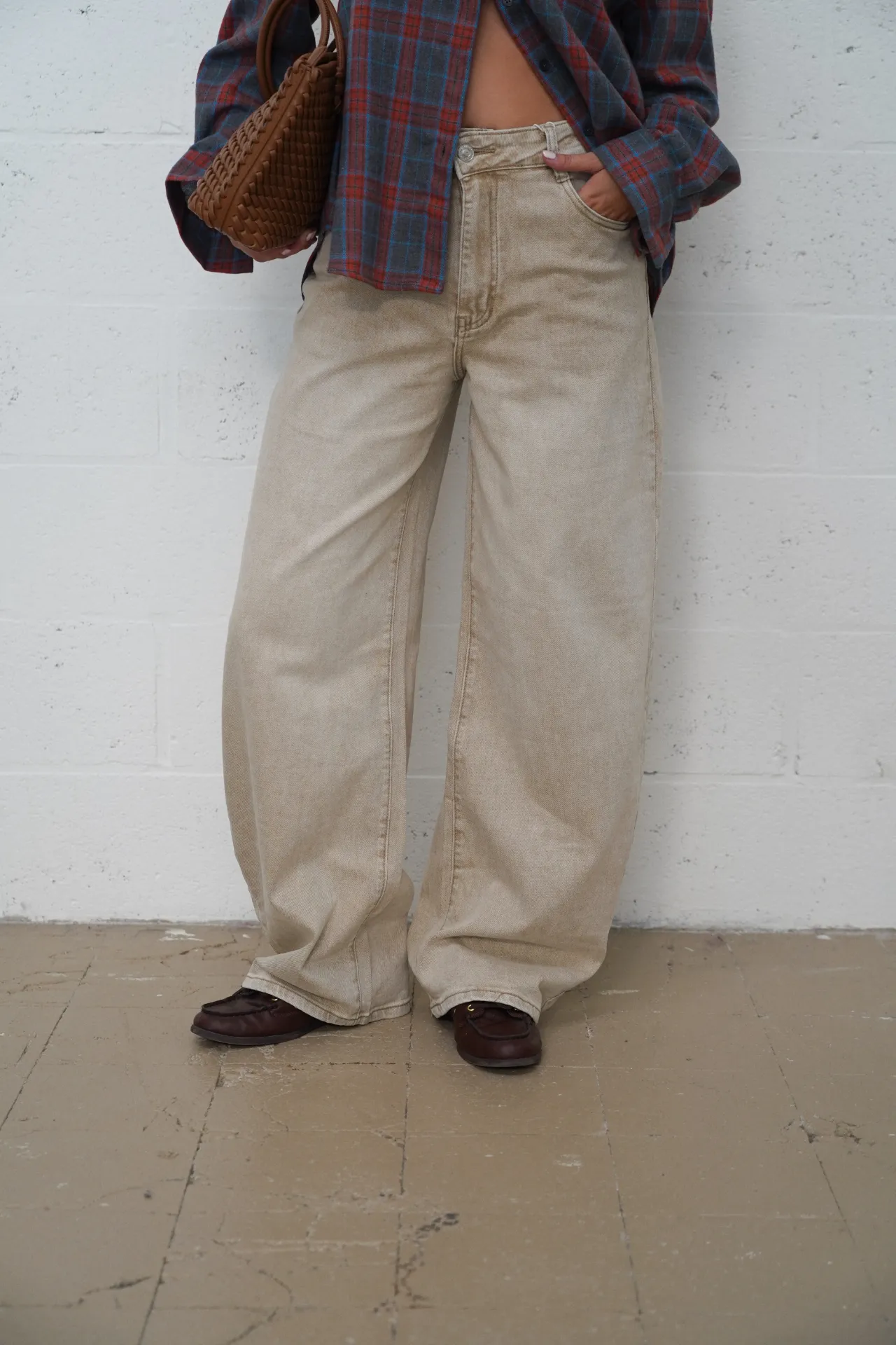 ISLA BEIGE - Jeans barrel (34)