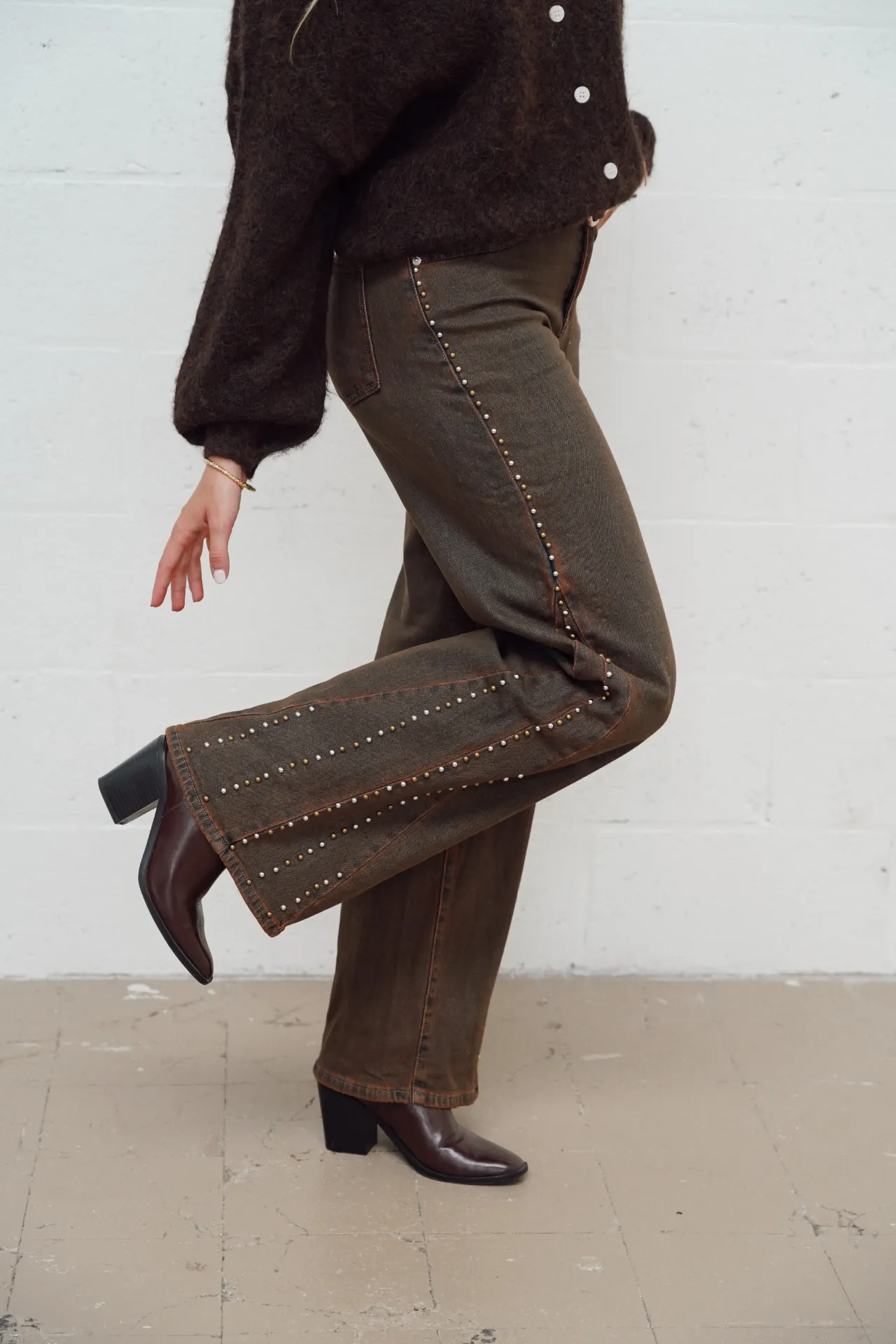 SAMSON BRUN - Jeans à clous