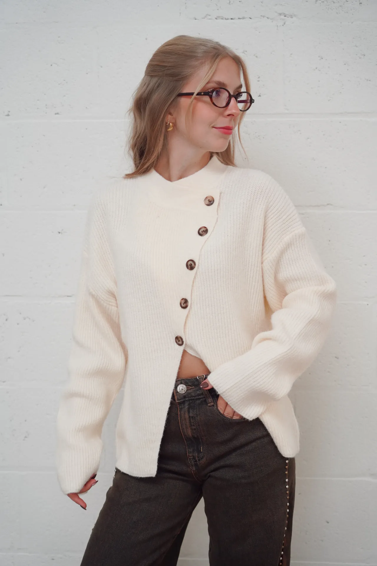 ELLIS CREME - pull asymétrique