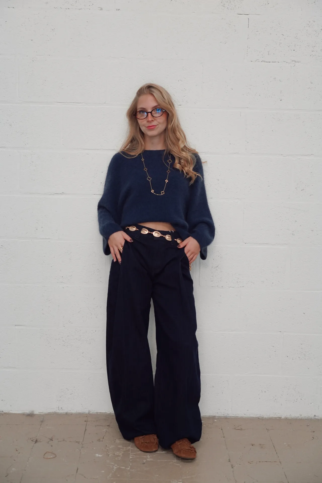 PEARL BLEU FONCE - Jeans barrel