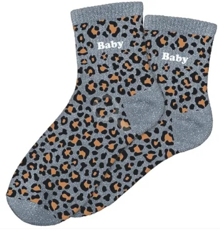 BABY BLEU - Chaussettes léopard à paillettes