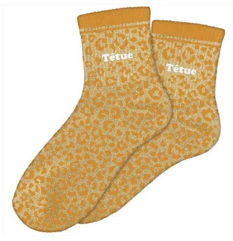 TETUE - Chaussettes léopard à paillettes