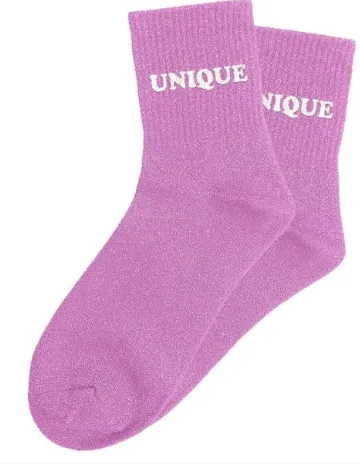 "UNIQUE" -  MAUVE chaussettes pailettes tuftée
