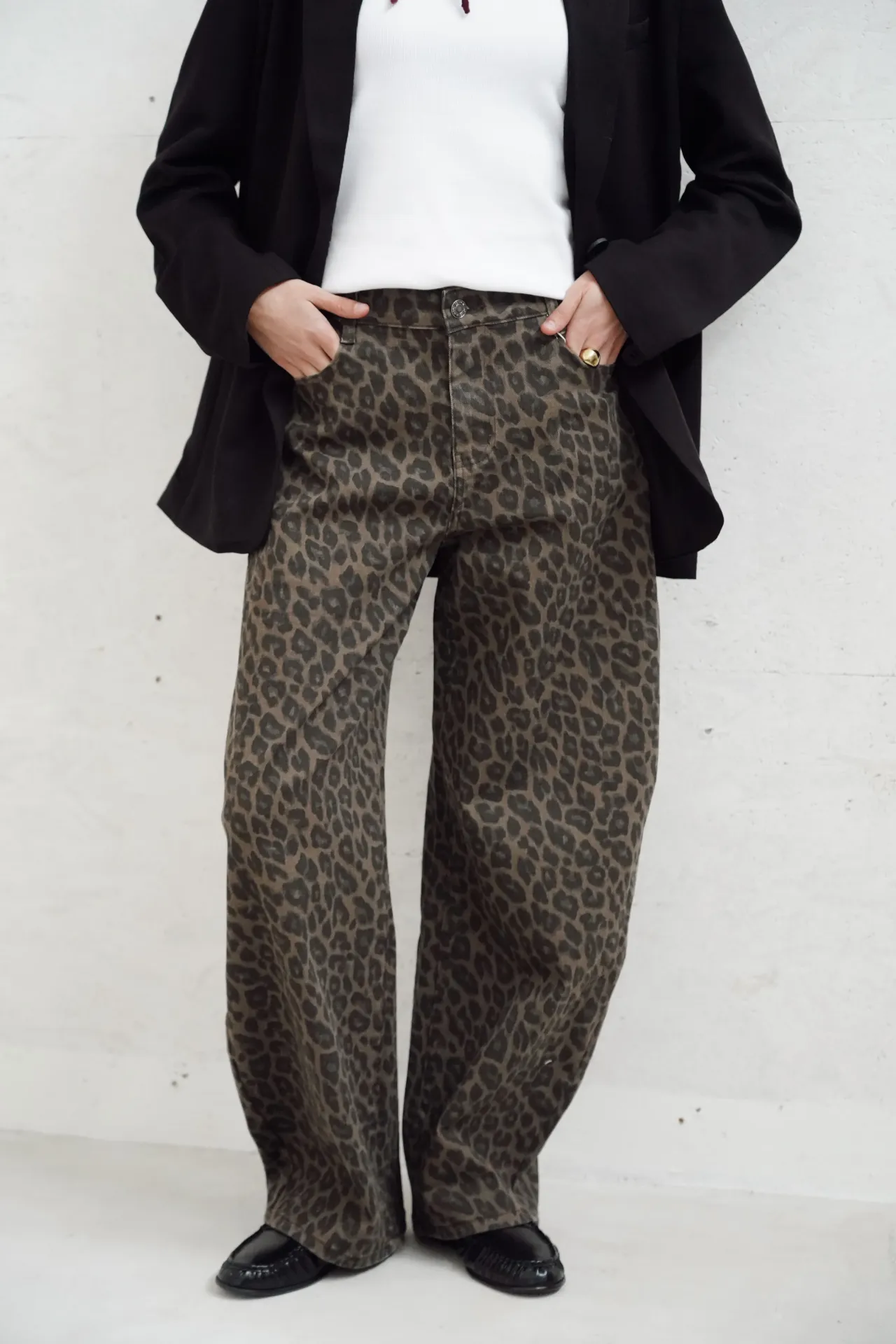 YANIS LEOPARD FONCE - Jeans balloon