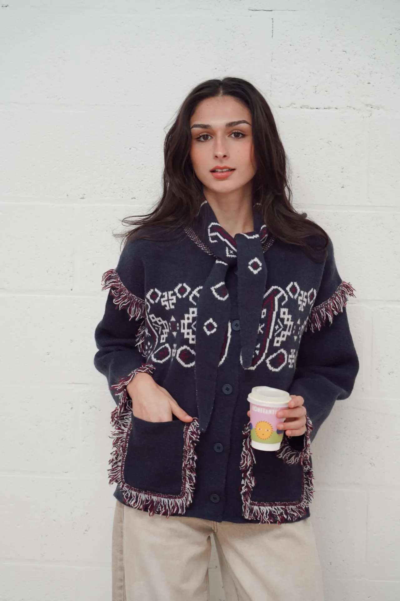NAEL BLEU - Pull avec foulard