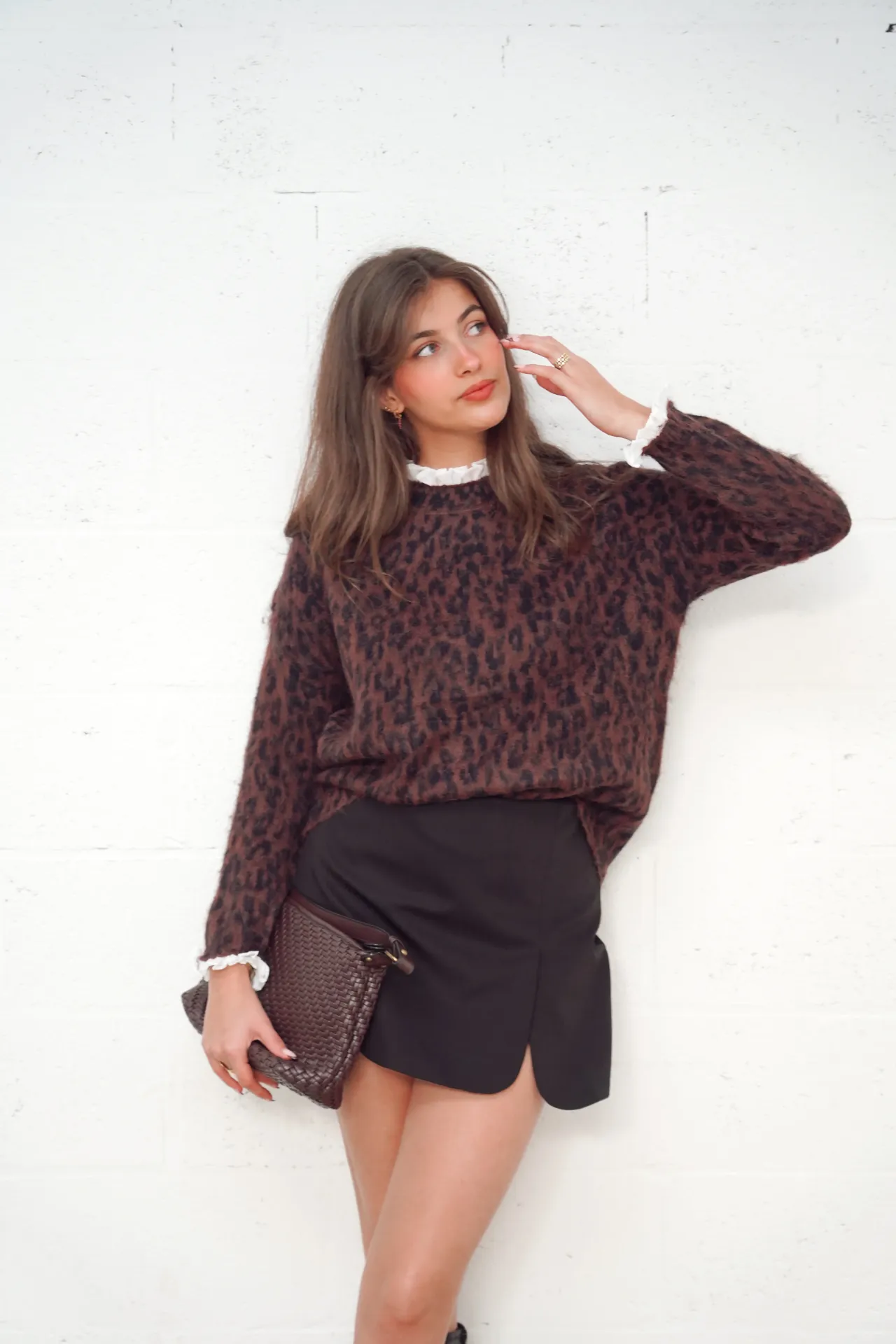 MARCEAU LEOPARD FONCÉ - Pull avec col