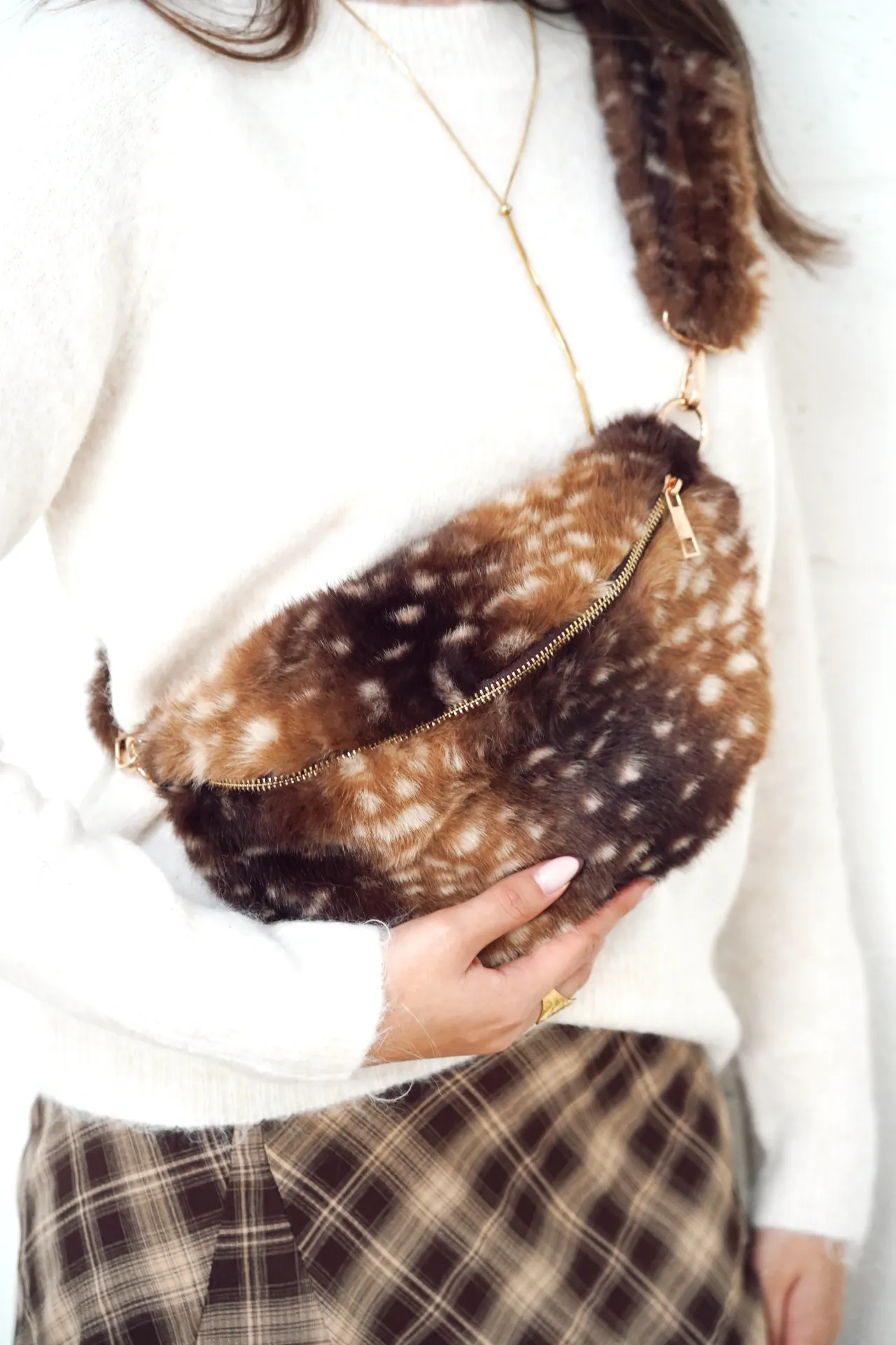 ROX BRUN  - Sac bambi en fourrure