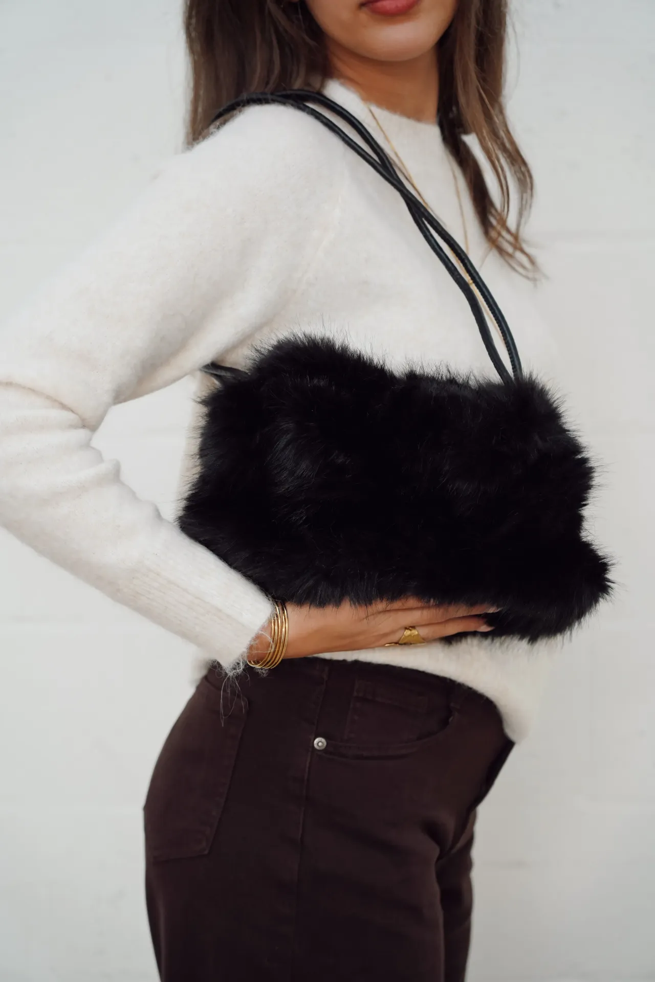 ROUKY NOIR - Sac en fourrure