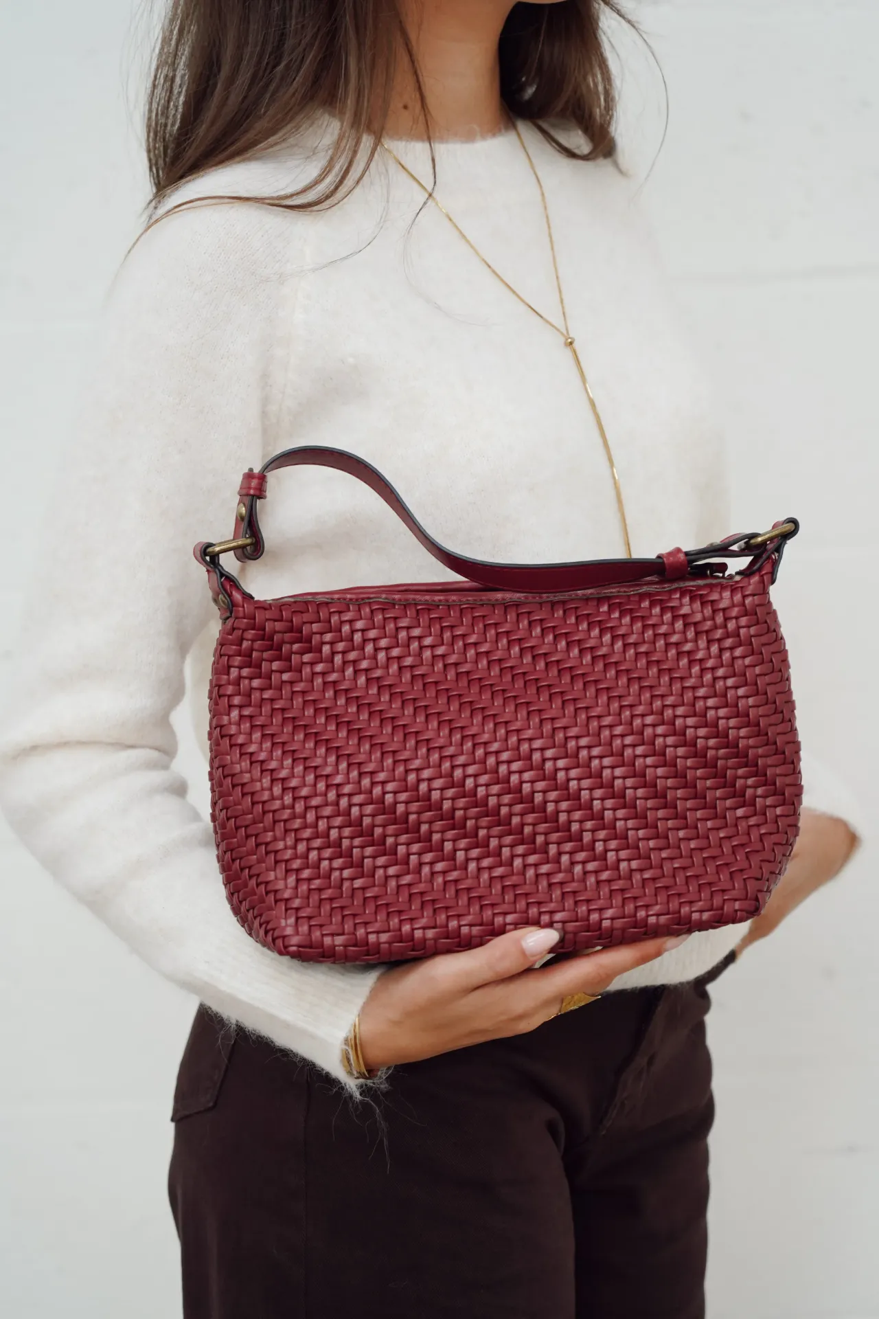 VALENTINO BORDEAUX - Sac tressé
