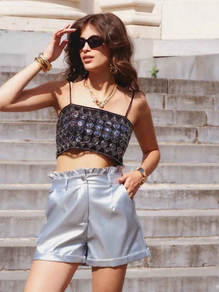 Crop top CAROLE noir/sequins