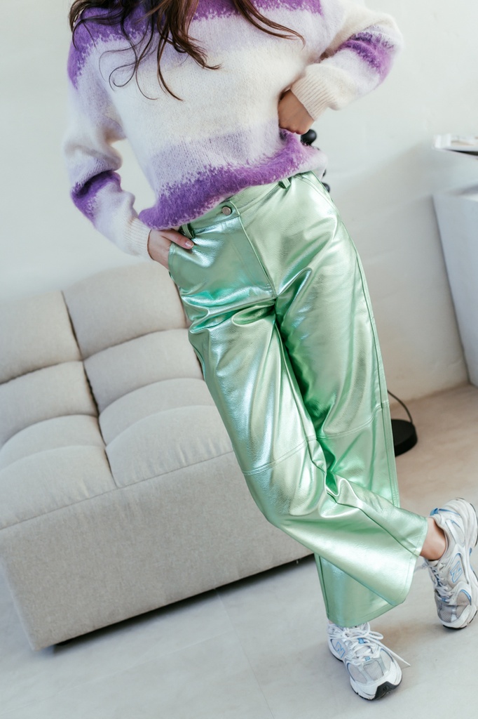 Pantalon ERIN vert métalisé