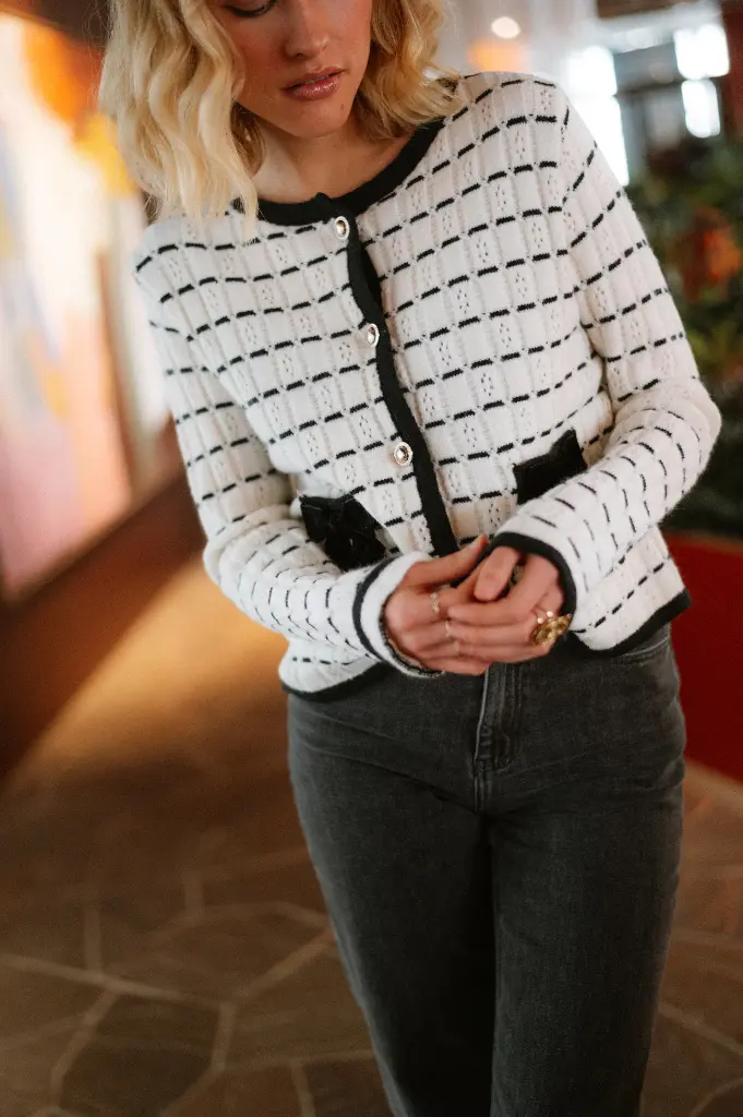 Cardigan MANO blanc/noir