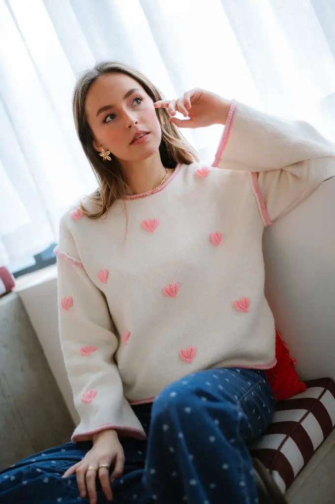 Pull VALENTIN coeur/rose