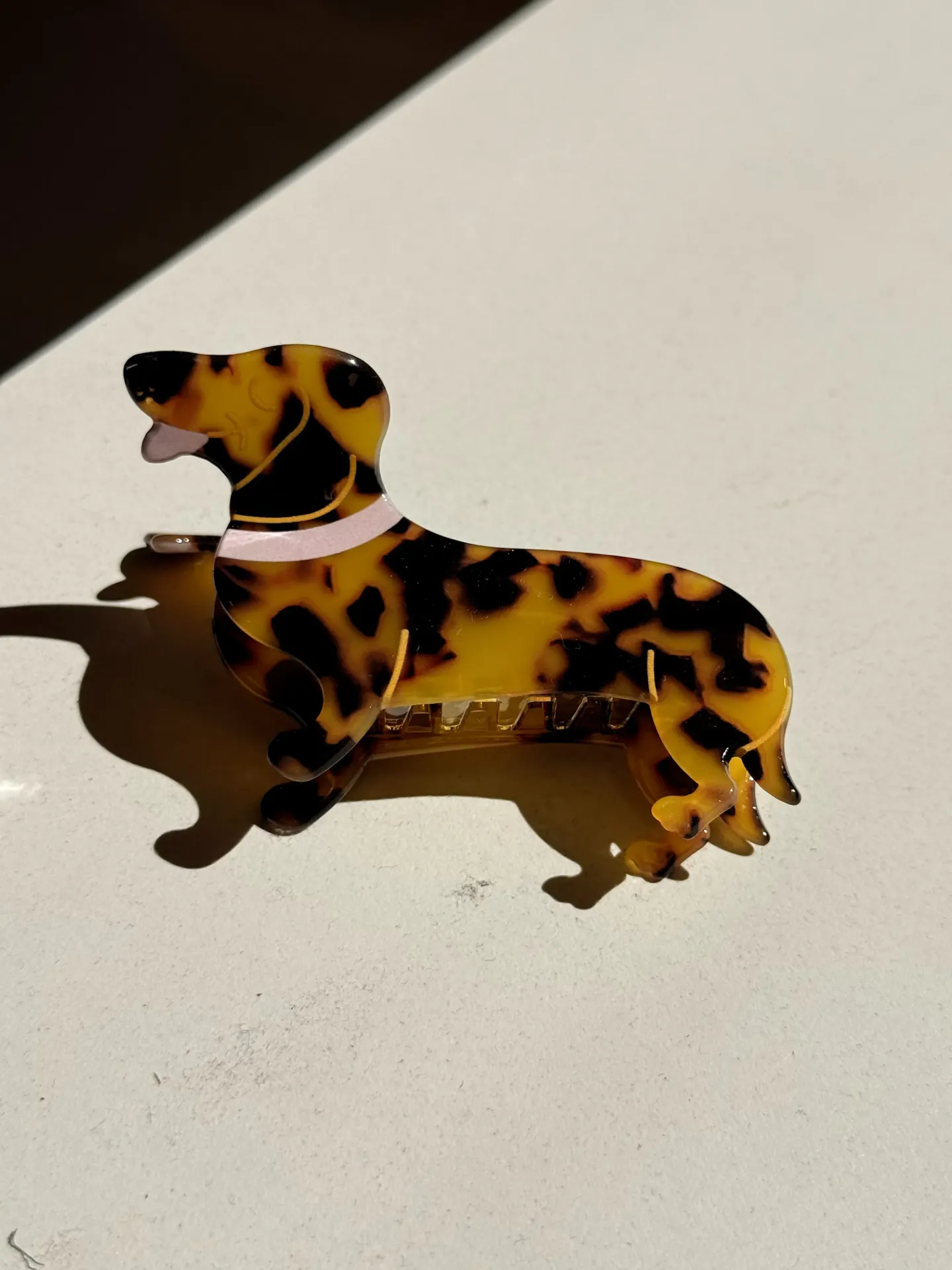 Pince teckel camel/collier rose