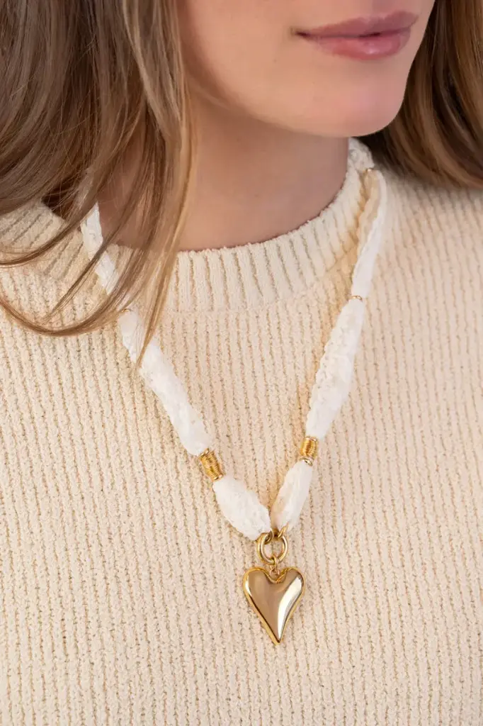 Collier ABADI en dentelle blanche