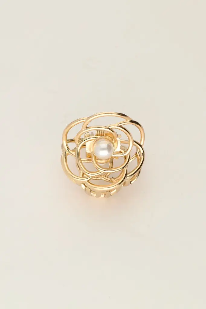 Pince dorée perle/mini fleur
