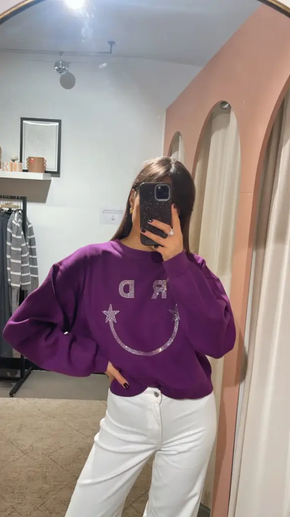 Pull TIFFANY strass/mauve