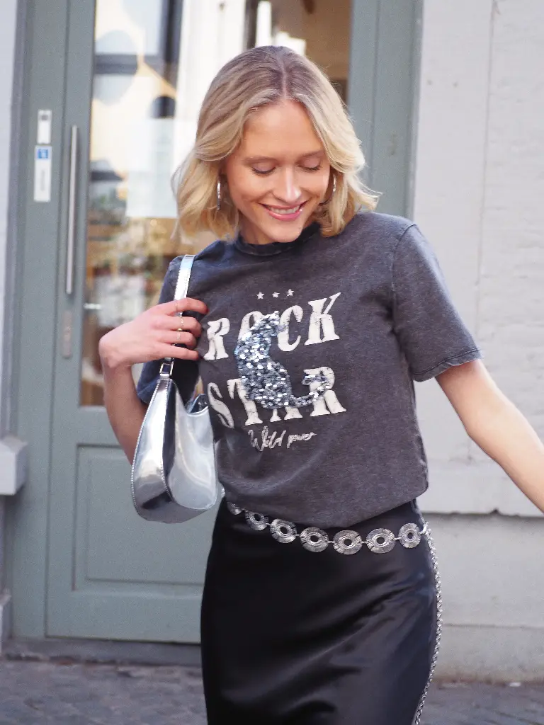 T-shirt ROCKSTAR beige/gris