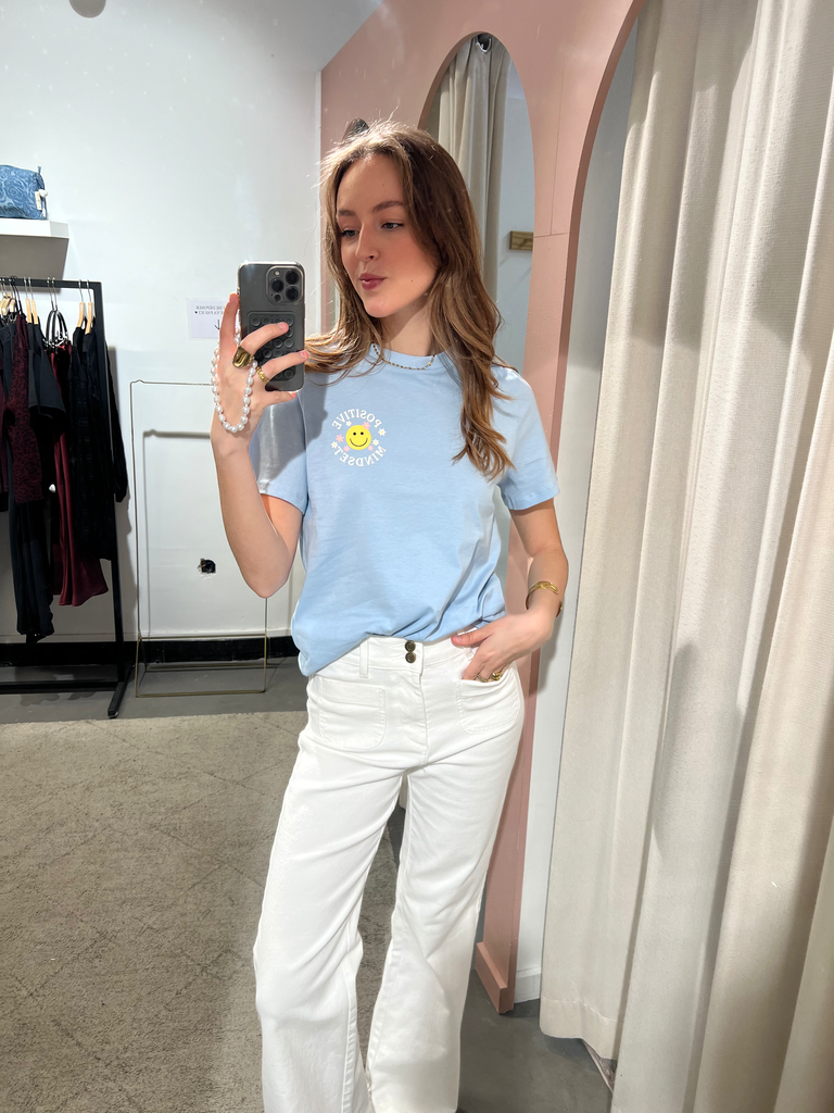 T-shirt POSITIVE bleu ciel