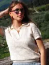 Polo ANNASOFIA beige/crochet
