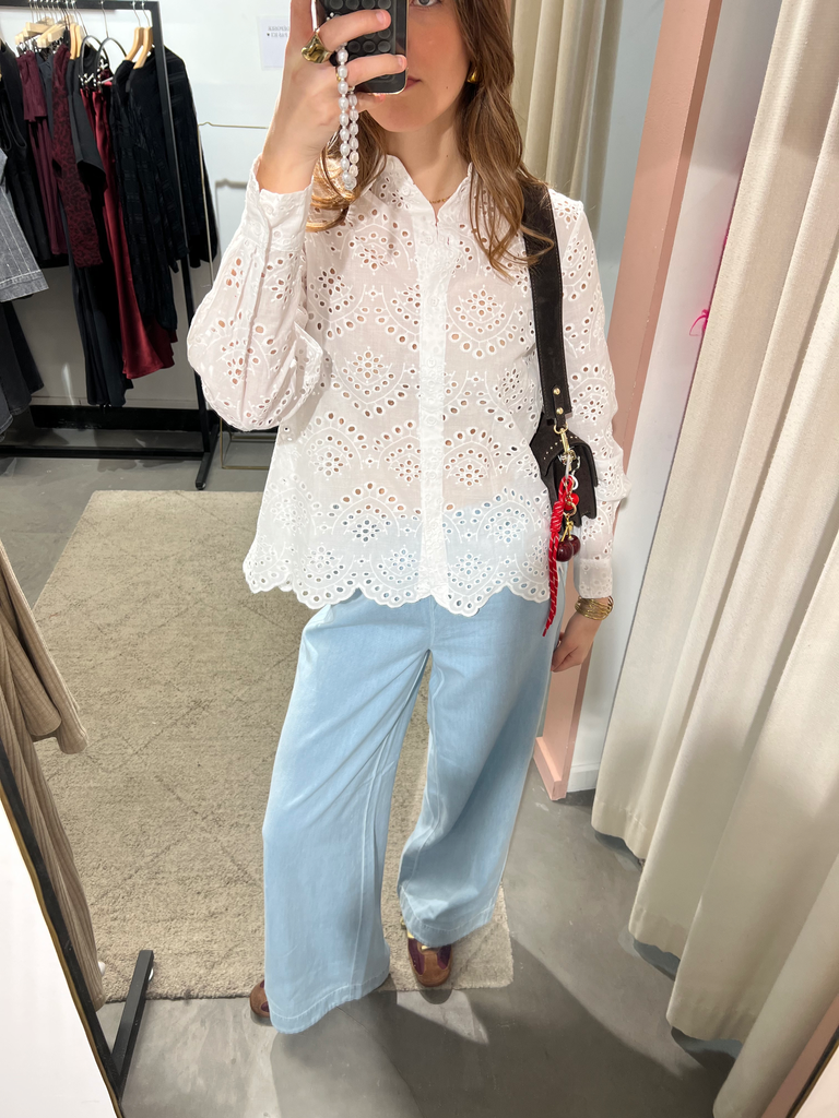 Chemisier VILDE blanc/broderies (XS)